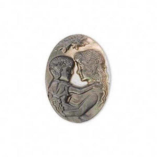 Picture of Cameo black lip shell (natural) mother and child 28x21mm oval x1