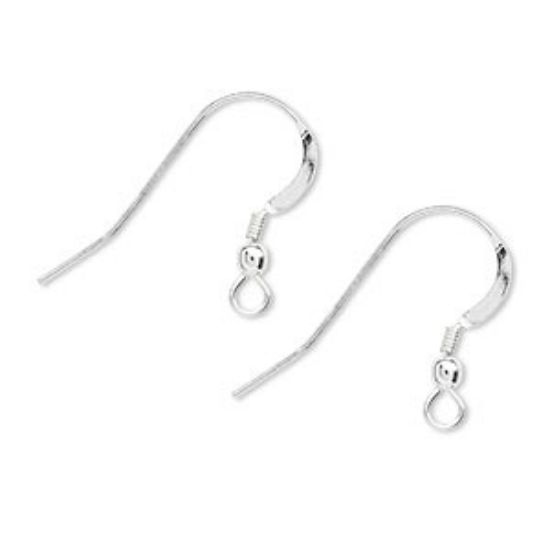 Picture of 925 Silver Ear Wires with ball 18mm x2