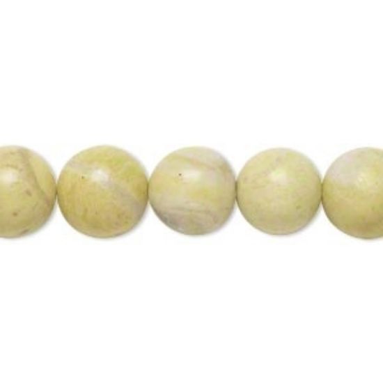 Picture of Peridot "jasper" (natural) Round bead 10mm Light Green x5