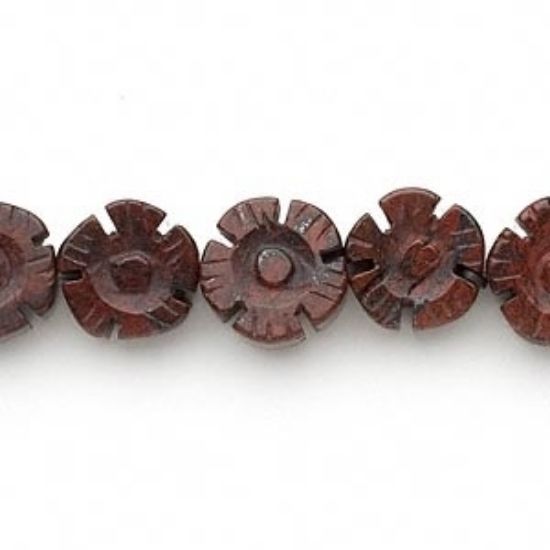 Picture of Brecciated Jasper 14mm hand-cut carved flower x5