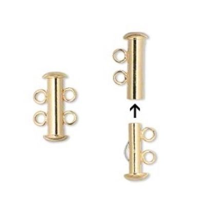 Picture of Clasp Slide Lock 16mm 2-strand Gold Plate x1