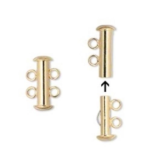 Picture of Clasp Slide Lock 16mm 2-strand Gold Plate x1