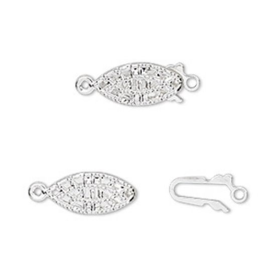 Picture of Clasp Fishhook  14x7mm filigree oval Silver Plate x10