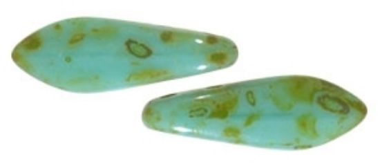 Picture of CzechMates Daggers 2 holes 5x16mm Turquoise Picasso x25