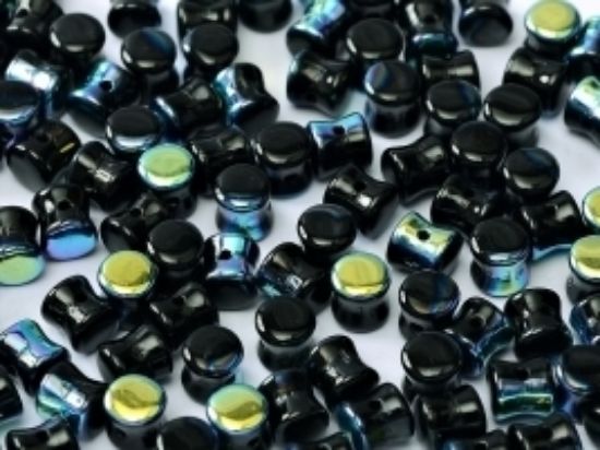 Picture of Diabolo shape beads 4x6mm Jet AB x50