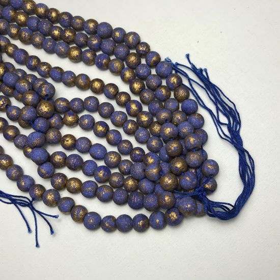 Picture of Vintage Pompei Beads 8mm Cobalt Gold x25