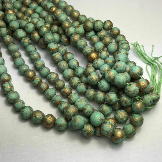 Picture of Vintage Pompei Beads 8mm Green Turquoise x25