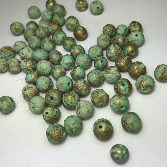 Picture of Vintage Pompei Beads 12mm Green Turquoise x10