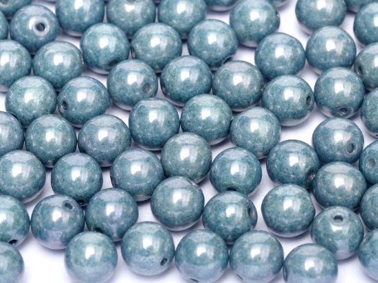 Picture of Round beads 4mm Chalk White Baby Blue Luster x50