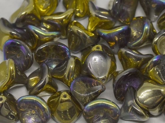 Picture of Trumpet Flower beads 12mm Crystal Golden Rainbow x10