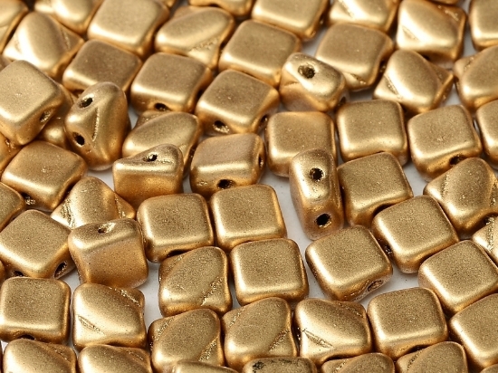 Picture of Silky Beads 2-hole 6mm Aztec Gold x50