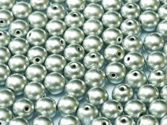 Picture of Czech Glass bead 6mm round Aluminium Silver x100