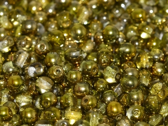 Picture of Czech Glass bead 6mm round Crystal Sunny Magic Citrus x100