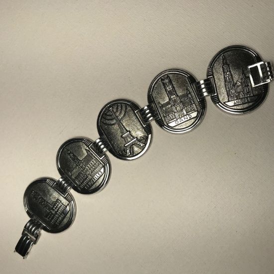 Picture of Vintage Bracelet  "Paris and Belgian Cities" Silver Tone x1