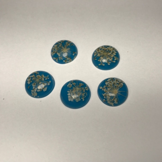 Picture of Cabochon Resin with Dried Flowers 14mm Aqua Blue x4