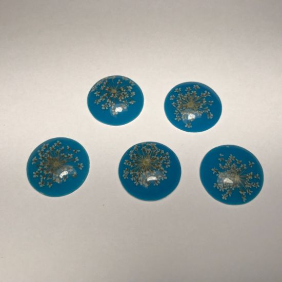 Picture of Resin Cabochon 25mm Dried Flowers Blue x1