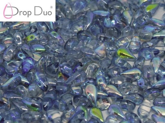 Picture of DropDuo® 2 holes 3x6mm Crystal Blue Rainbow x50