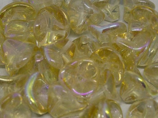 Picture of Trumpet Flower beads 12mm Crystal Yellow Rainbow x10