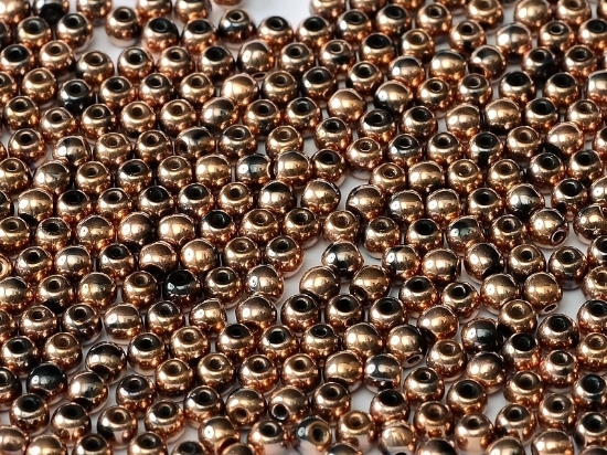 Picture of Round beads 3mm Jet Capri Gold Full x100