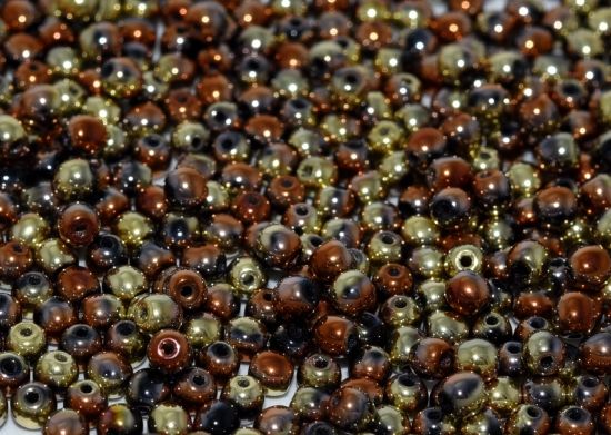 Picture of Round beads 3mm Jet California Gold Rush x50