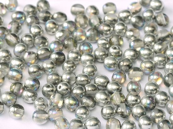 Picture of Round beads 3mm Crystal Silver Rainbow x50