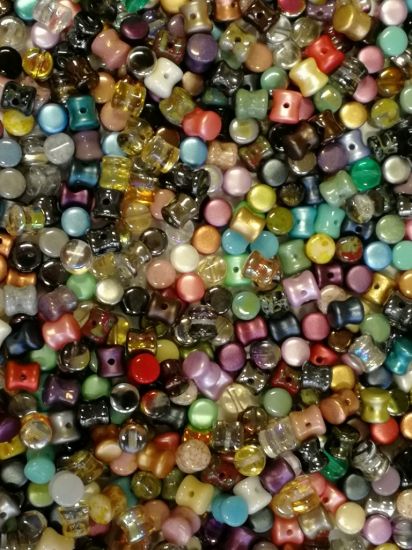 Picture of BULK - Diabolo shape beads 4x6mm Color Mix x100g