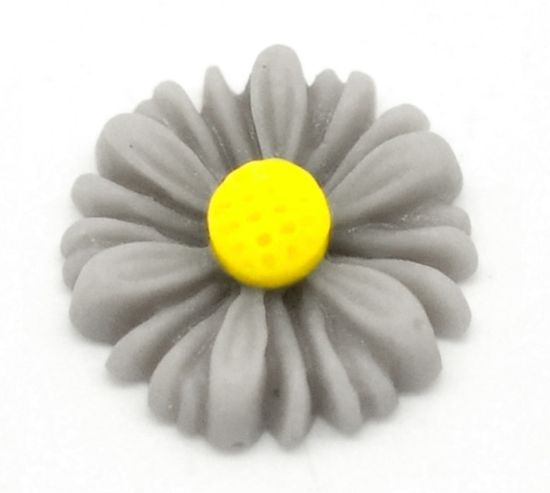 Picture of Resin Cabochon Flower 13mm Grey x20