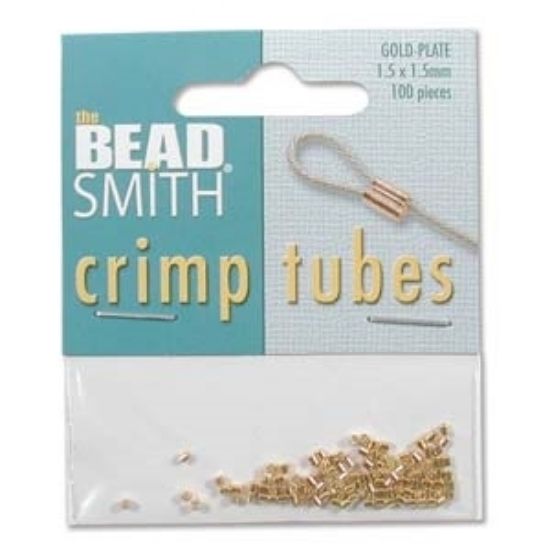 Picture of BeadSmith Tube Crimp 1.5x1.5mm Gold Plated x100