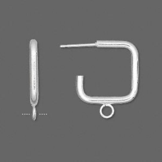 Picture of Ear Stud 17mm square w/ loop Silver Plate x2