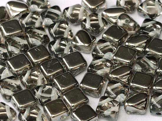 Picture of Silky Beads 2-hole 6 mm Crystal Chrome x50
