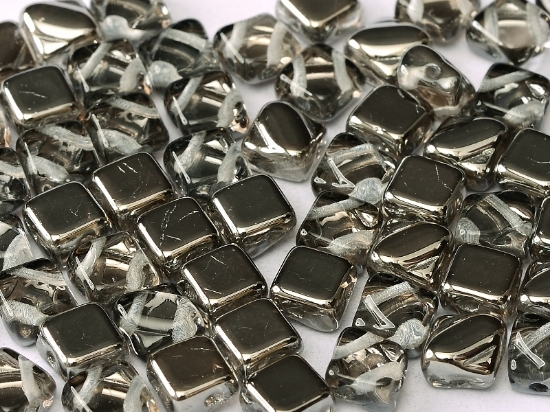 Picture of Silky Beads 2-hole 6mm Crystal Chrome x50