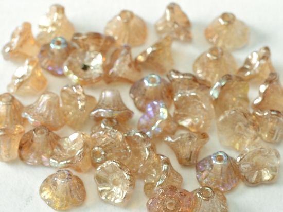 Picture of Flower Cup Beads 7x5mm Crystal Brown Rainbow x50