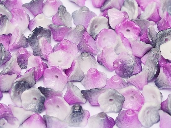 Picture of Flower Cup Beads 7x5mm Chalk White Funky Purple x50