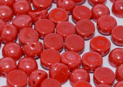 Bild von 2-hole Cabochon 6mm Opaque Red Shimmer x25