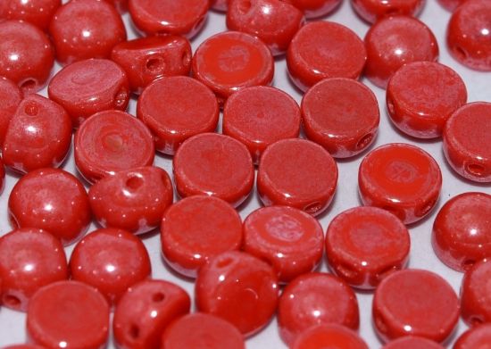 Picture of 2-hole Cabochon 6mm Opaque Red Shimmer x25