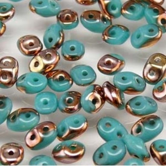 Picture of MiniDuo 2x4mm Green Turquoise Capri Gold x10g