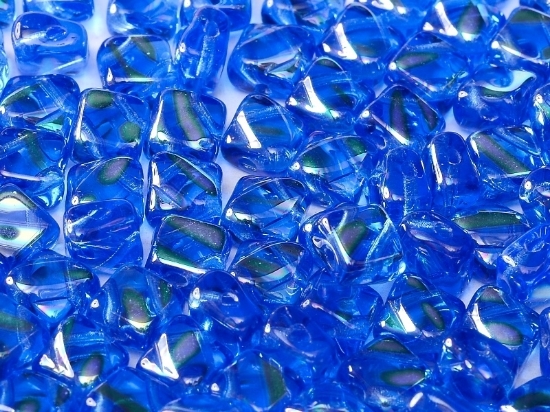 Picture of Silky Beads 2-hole 6mm Sapphire AB Stripes x50