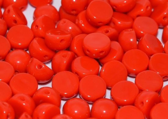 Picture of 2-hole Cabochon 6mm Opaque Red x25