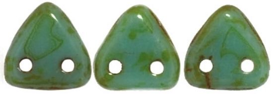 Picture of Czechmates Triangle 2 holes 6mm Turquoise Picasso x10g