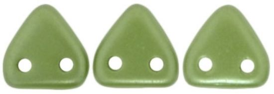 Picture of Czechmates Triangle 2 holes 6 mm Pearl Coat Olive x10g