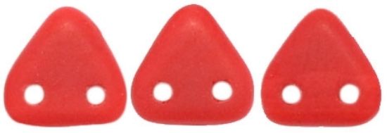 Picture of Czechmates Triangle 2 holes 6 mm Matte Opaque Red x10g