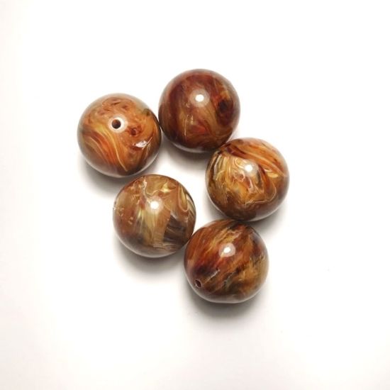 Picture of Vintage German Acrylic Bead 28mm Marbled Brown x5