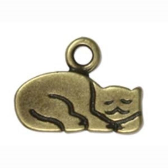 Picture of JBB Charm Cat 13mm Antiqued Brass x2