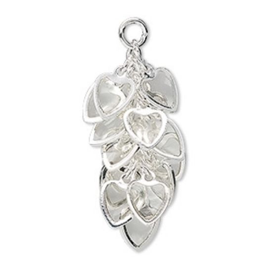 Picture of Heart Cluster 32x16mm Silver Plated Crystal x2