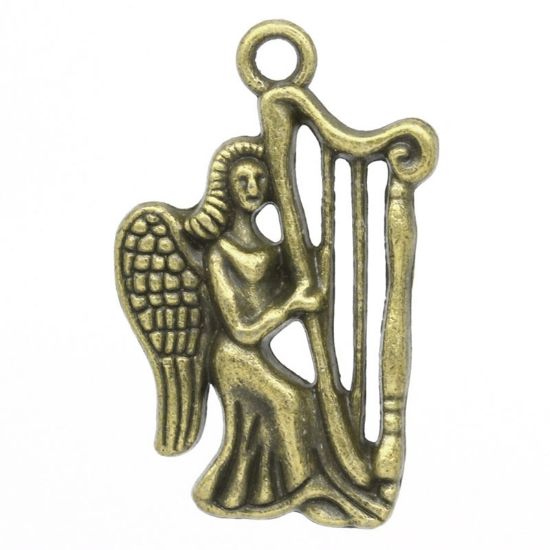Picture of Charm Angel with Harp Bronze x5