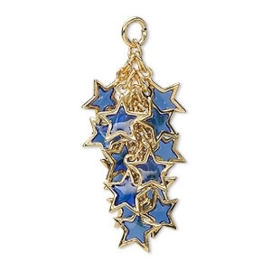 Picture of Star Cluster 32x16 mm Gold Plated Blue x2
