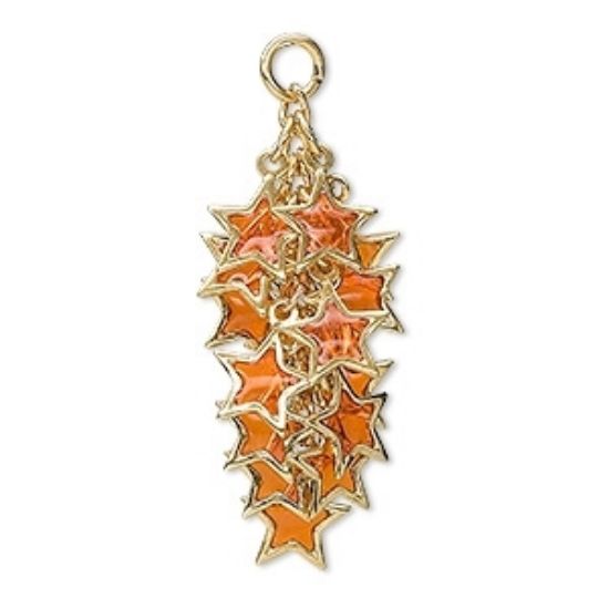 Picture of Star Cluster 32x16 mm Gold Plated Orange x2