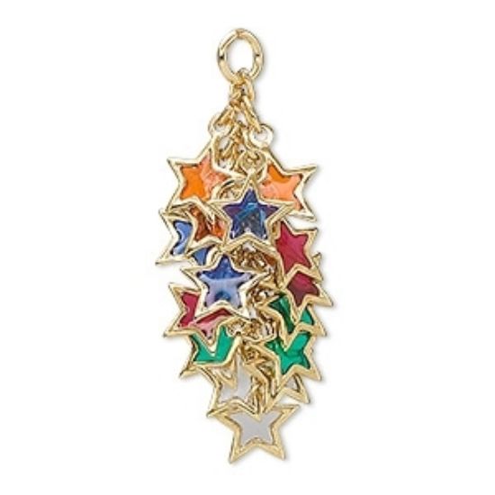 Picture of Star Cluster 32x16 mm Gold Plated Multi Colored x2
