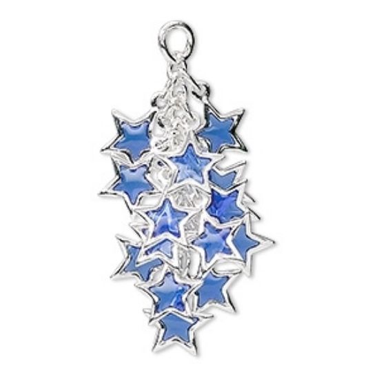 Picture of Star Cluster 32x16 mm Silver Plated Blue x2