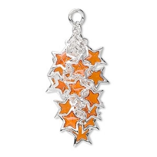 Picture of Star Cluster 32x16 mm Silver Plated Orange x2